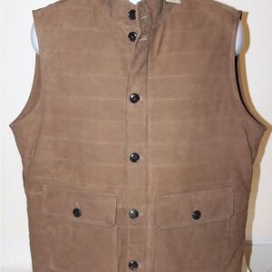 Peter Millar Brown Suede Button-Front Vest